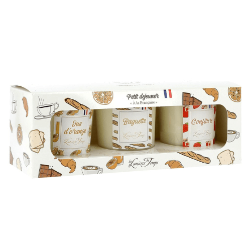 Les Lumières du Temps - Coffret Petit Déjeuner Jus d'Orange Baguette Confiture 3 x 90g