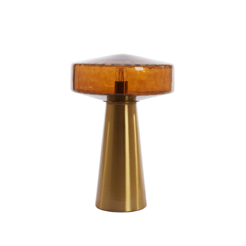 LightetLiving Lampe de table Ø30x45 cm PLEAT verre brun+or
