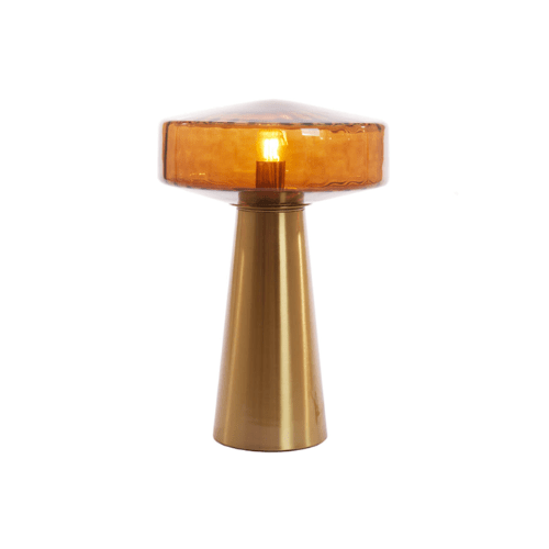 LightetLiving Lampe de table Ø30x45 cm PLEAT verre brun+or