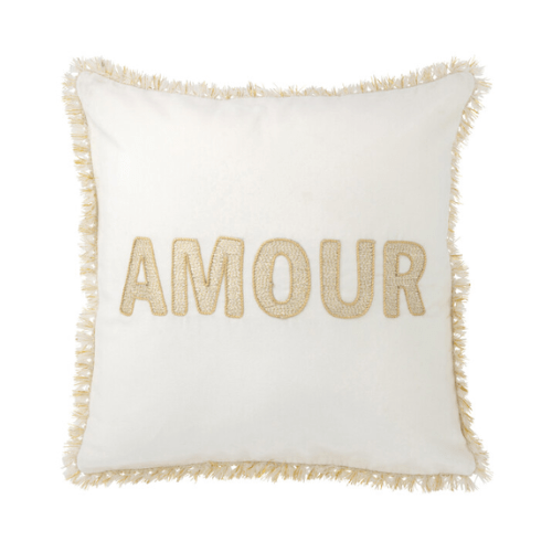 JOLIPA Coussin Amour Textile Blanc/Or 45x45