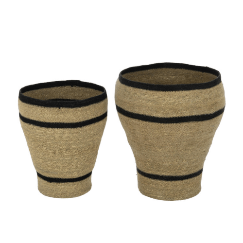 JOLIPA Set 2 Paniers Ronds Lignes Marie Herbes Marines Naturel