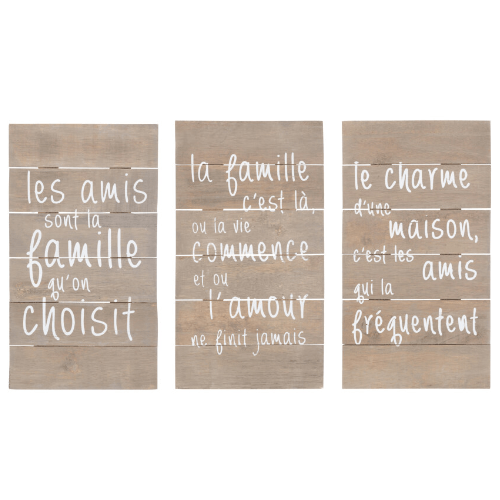 JOLIPA Panneaux Positifs Amis Bois Naturel Assortiment De 3 30x54x3 cm