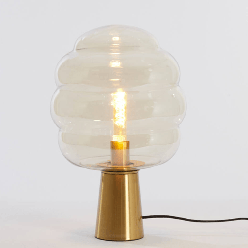LightetLiving Lampe de table Ø30x46 cm MISTY verre ambre+or