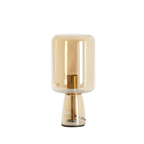 LightetLiving Lampe de table Ø16x32 cm LOTTA verre ambre+or