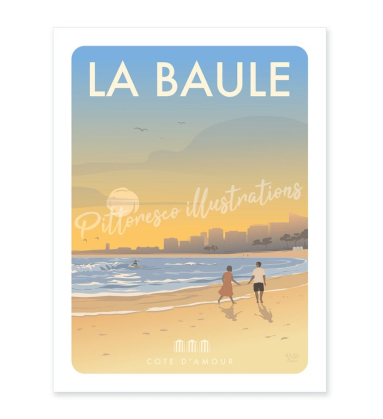 Affiche de la plage de la Baule - Pittoresco - Authentik Design