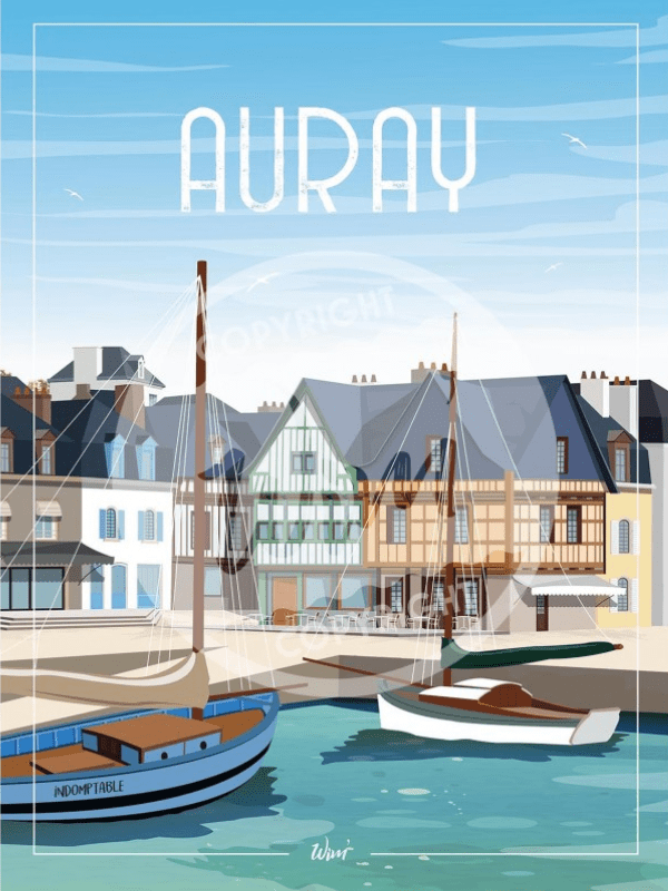 Wim Affiche Auray, Port de Saint-Goustan 30x40cm