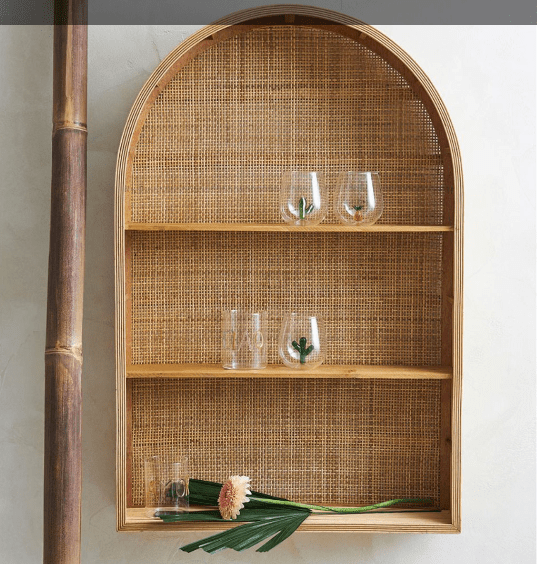 Etagère mur en rotin naturel
