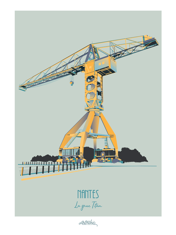 Grue Titan nantes affiche illustration artmoric 42x59,4cm