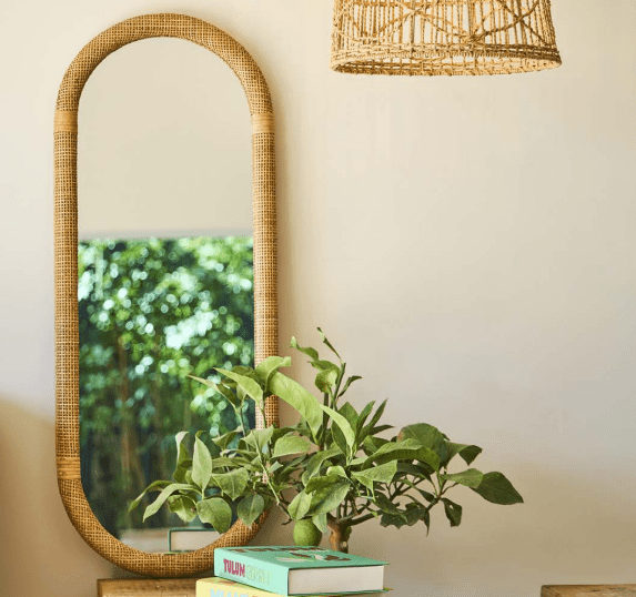 Miroir rotin design naturel 39*100