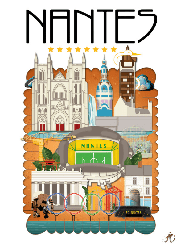 Affiche illustration Aostart Nantes 30x40cm