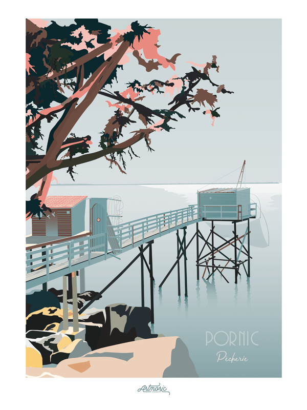 PornicPecherie affiche illustration artmoric 42x59,4cm