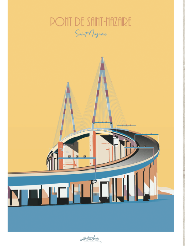 Saint nazaire, pont, affiche, illustration, artmoric