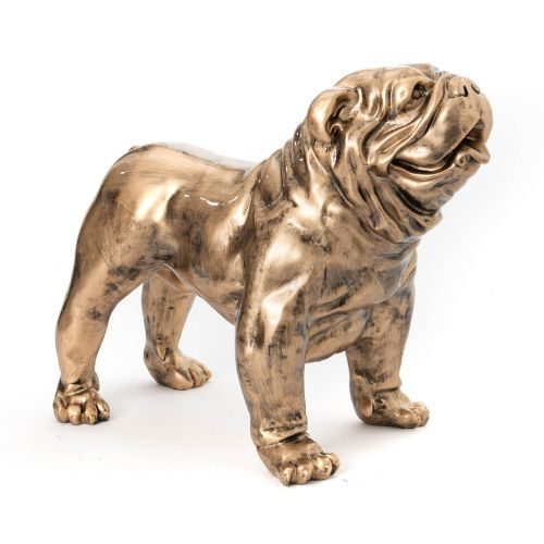Statue Bulldog patine dorée