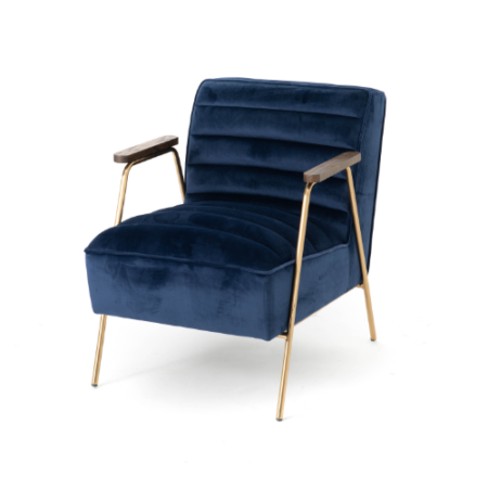 fauteuil hutch bleu nuit velours authentik design