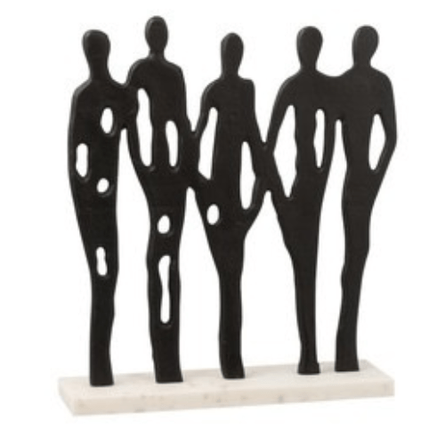 personnage statue marbre noir