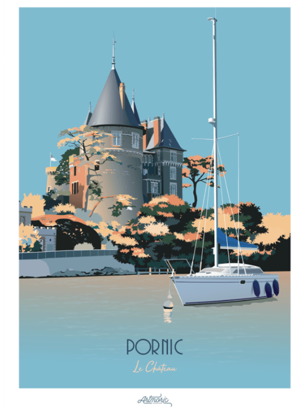 affiche illustration pornic le chateau artmoric 42x59,4cm