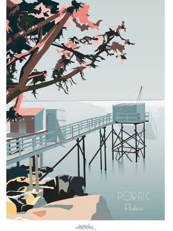 pornic pêcherie affiche illustration artmoric